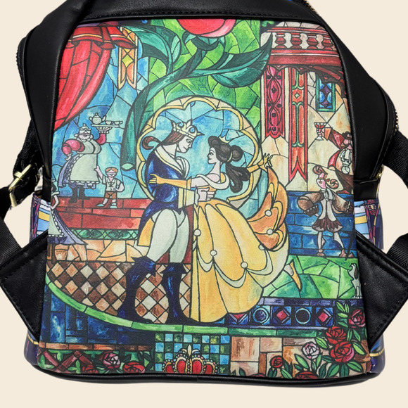 LOUNGEFLY Disney Parks Mini Backpack Castle Series Beauty & the Beast Belle NWT - Picture 6 of 16
